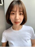 切りっぱなしボブ×韓国ヘアブリーチなしベージュブラウン[仙台]