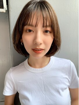 ハローバイシー 仙台(Hello by Sea) 切りっぱなしボブ×韓国ヘアブリーチなしベージュブラウン[仙台]
