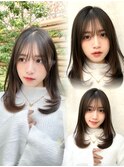 20代30代40代◎前髪パーマ韓国風巻きくすみベージュお団子ヘア