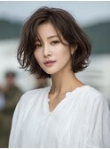☆ホワイトグレージュミニウルフデジタルパーマチェリーブラウン
