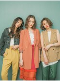 細めハイライトカーキグレージュくせ毛風小顔こなれヘアtk志木