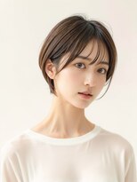 ムウ 難波(MOU)&nbsp;ナチュラルボブくびれヘアアプリコットオレンジ20代30代40代50代