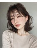 黒髪/グレーベージュ/レイヤーロング/前髪パーマ[新宿駅]
