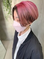 テトヘアー(teto hair) ヴェールカラー、ツートーン、ピンクベージュ、刈り上げショート