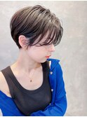 大人ショート 前下がり 前髪なし ジェンダーレスハンサム K1028