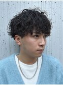 波巻きパーマツーブロックマッシュ