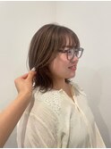 【グレージュ】【ハイライト】【ミディアム】