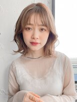 小顔 イメチェン 外ハネボブ 美髪 くびれ ベージュ サイドバング