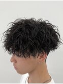 チリつかないツイストスパイラルパーマ縦落ちツーブロマッシュ