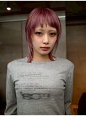 【GEEKS渋谷】顔周りレイヤーカット/オン眉/カシスピンク/ウルフ