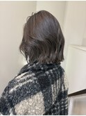 ハッシュボブレイヤーボブ韓国顔周りレイヤーヘーゼルベージュ
