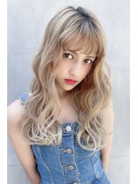 クーエフー(coo et fuu)&nbsp;フリンジウェーブのハイトーンロング♪前髪は短め♪藤沢3