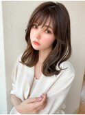 みきなミディアムレイヤー小顔20代30代2wayバング顔まわり丸顔髪