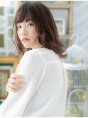 くせ毛風外ハネカール斜めバングロブヘアa戸頭20代30代40代