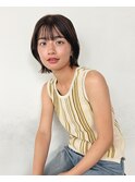 外ハネボブ　ミニボブ　レイヤーボブ　ブラウンカラー