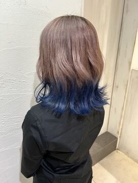 アジールヘア 池袋東口店(agir hair) ブリーチ2回~シルバー×グラデーションブルーセミディ池袋東口
