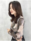 髪質改善韓国風ミディアムカーキベージュ/髪質改善縮毛矯正