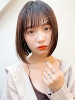 大人可愛い切りっぱなしひし形レイヤーカットモカベージュ