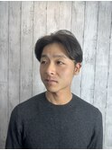 メンズツーブロック　センターパート　マッシュ