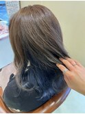 インナーカラー アッシュブラウン×ネイビー