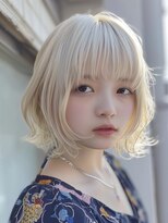 レヴ 草加店(LEV.)&nbsp;イメチェン外ハネボブ美髪ワイドバングホワイトブロンド