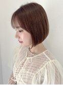 前下がりボブ/切りっぱなしボブ/艶ボブ/ベージュカラー/伏見