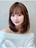 透明感カラーくびれロング似合わせカットミディアムレイヤー