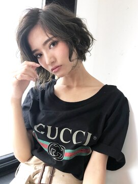 アルバム 銀座(ALBUM GINZA) ふわくしゃボブ_外ハネボブアッシュブラウンネオウルフ_7076