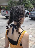 ニュアンス ねじりツイン編み込み