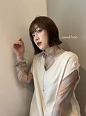 切りっぱなしボブ/暖色カラー/前髪/原宿神宮前