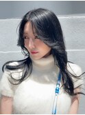 大人可愛い レイヤーロング 顔まわりレイヤー 毛先ワンカール