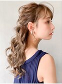 編み込みくるりんぱドレスヘアヘアアレンジモテ髪#03af0522
