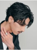 難波フェザーショートフェザーパーマニュアンスパーマ20代黒髪
