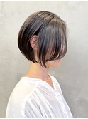 調布白髪染めレイヤーボブショートヘアッシュグレージュカラー