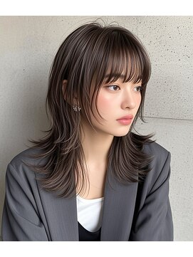 マッシュウルフボブパーマミルクティーベージュシルバーアッシュ