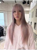 ダブルカラー＆ブリーチレイヤーカットホワイトラベンダーピンク