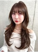 ☆ハッシュカット/バタフライレイヤー/ココアブラウン韓国巻き