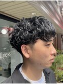 スパイラルパーマ、サイドパート、韓国マッシュ10