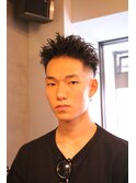 skin fade × spiral perm