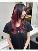 ディア(.eer) ロングウルフ×インナーカラー/ワインレッド☆デザインカラー