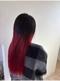 個性派必見◎鮮やかレッドのデザインカラー ストレート