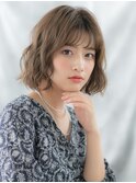 ミルクティーアッシュニュアンスパーマ小顔ボブu小山20代30代