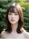 20代30代大人かわいい/斜めバング/シルキーベージュ/前髪/くびれ