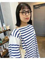 ペイジヘアー(paige hair)&nbsp;オリーブカラー/暗髪カラー/ボブ/オン眉