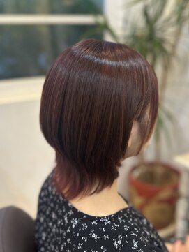 エルベ  茨大前店(elve) ショートウルフ × レッドブラウン