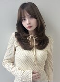 韓国ヘア/前髪カット/レイヤーカット/ベージュ/ミディアム