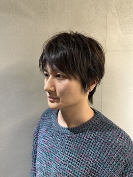 オーク ナチュリ(OAK×NACHUL) ショートレイヤー/オリーブグレージュ/眉カット/メンズカット