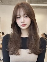 ケシキ 表参道 原宿(kesiki.)&nbsp;ミディアムレイヤー顔周りカットハッシュカットワンホンレイヤー