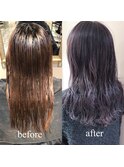 Lita遠藤 ケアブリーチでビビットパープル☆before→after