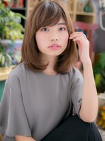 カバーヘア イヴ 戸頭店(COVER HAIR EVE)&nbsp;斜めバングベージュ系カラー前下がり小顔ボブa戸頭20代30代40代